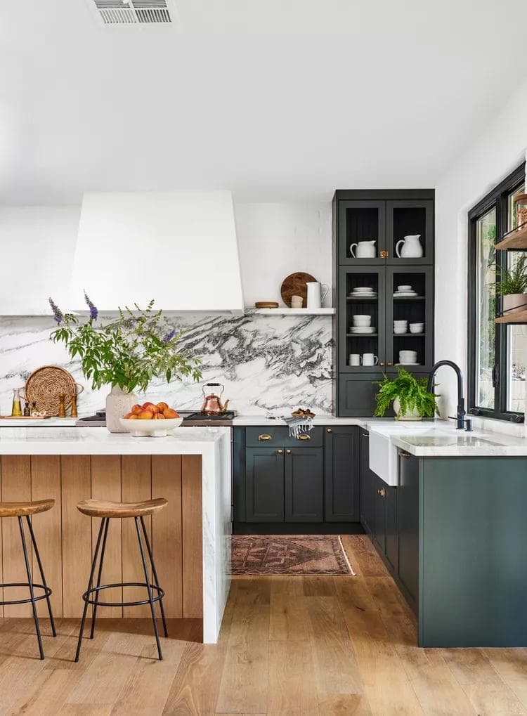 Modern kitchen remodel with custom cabinets, quartz countertops, kitchen island, and thoughtful layout design
